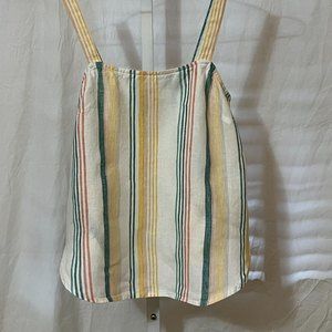 Madewell Womens Size XS Pineapple Stripe Linen Curved Hem Cami Top relaxed fit